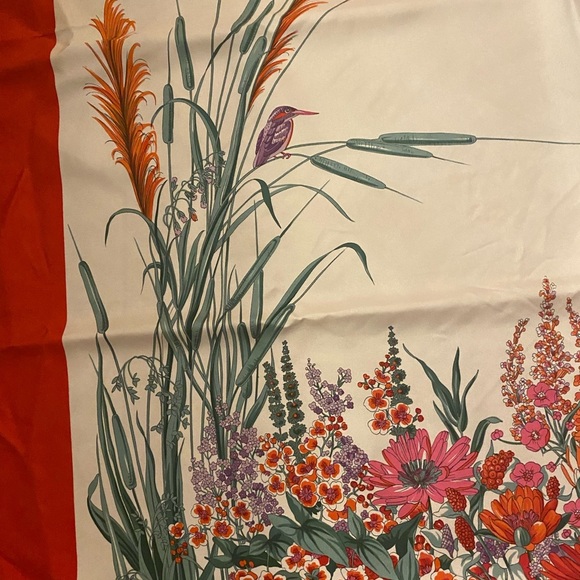 E. BRAUN WIEN WOMEN'S HEAD SCARF BLUE FLORAL 100% SILK MADE IN ITALY - Picture 5 of 5